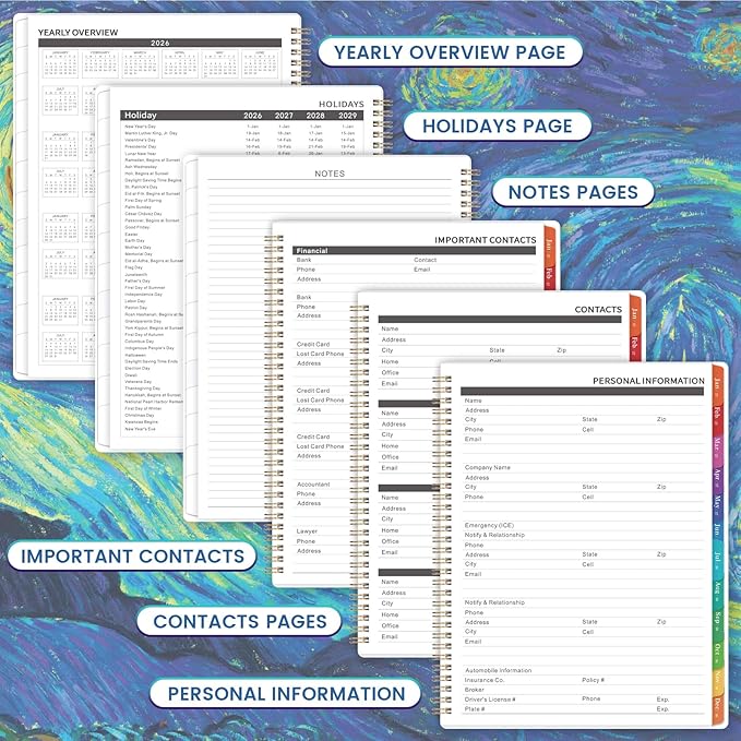2026-2029 Monthly Planner/Calendar - 3 Year Monthly Planner 2026-2029, July 2026 - June 2029, 8.5" x 11", 3 Year Calendar2026-2029 with Colorful Tabs, Notes Pages, Inner Pocket