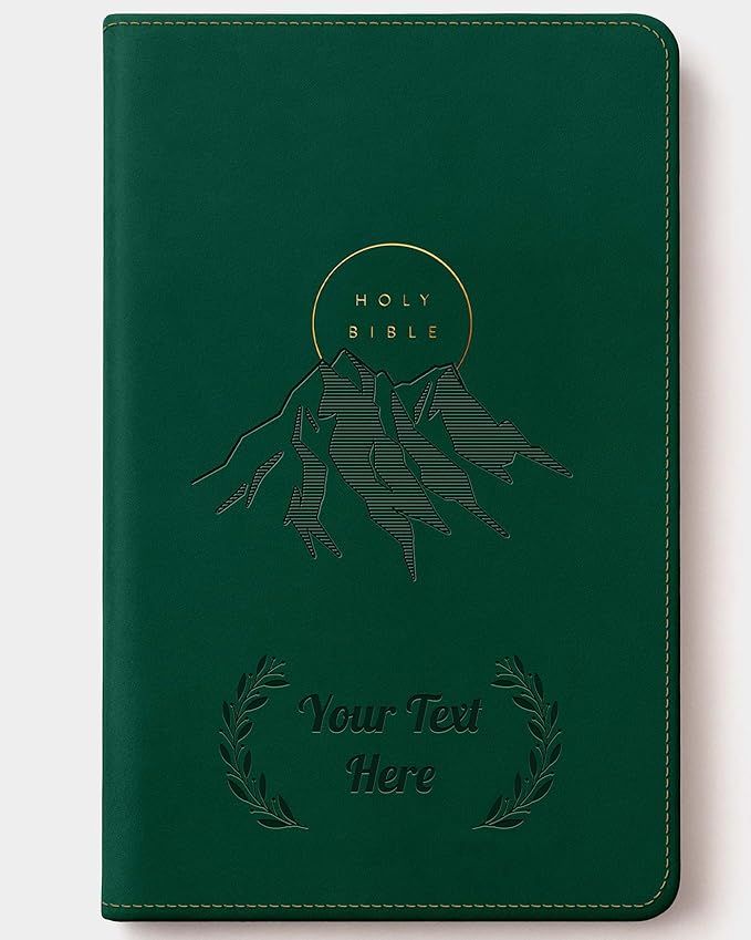 Personalized NLT Bible with Engraved Name, Evergreen Mountain Personal Size Giant Print, Faux Leather, New Living Translation