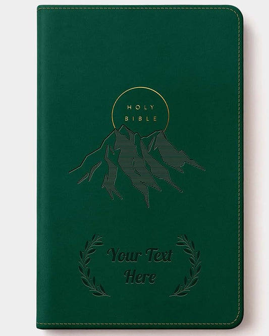 Personalized NLT Bible with Engraved Name, Evergreen Mountain Personal Size Giant Print, Faux Leather, New Living Translation