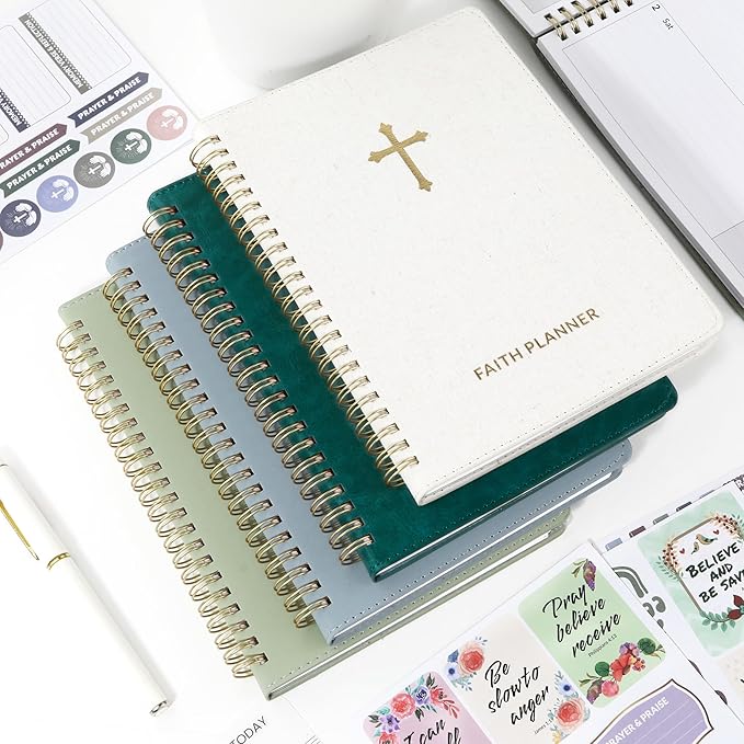 2026 Christian Planner - 12 Month Bible Journal and Prayer Planner A5 Spiral Bound, Monthly & Weekly Christian Organizer Gifts for Women Men (Beige)