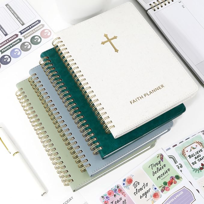2026 Christian Planner - 12 Month Bible Journal and Prayer Planner A5 Spiral Bound, Monthly & Weekly Christian Organizer Gifts for Women Men (Pacific Green)