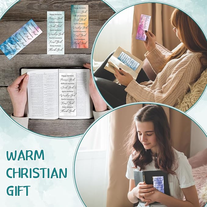 Motiskyy 100 PcsChristian Gifts for Fathers Day Bulk Books of The Bible Bookmarks 2.36 x 6 Inch Religious Christian Bookmarks Bulk Church Gifts for Prayers Church Men Women Mom Dad(Watercolor)
