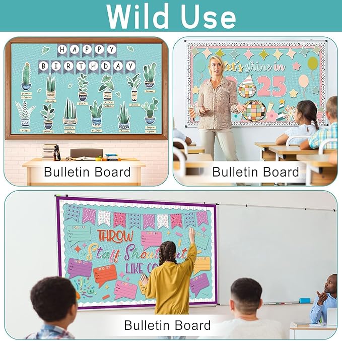 Calming Blue Bulletin Board Roll Reusable Waterproof Erasable Bulletin Board Fade Resistant Wrinkle Resistant Poster Non-Woven Fabric Bulletin Board Roll for Classroom Decor Wrap Craft 15.55" x12ft