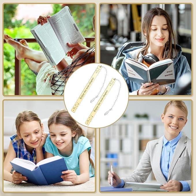 Ireer 24 Sets Graduation Bookmark Bulk Enjoy The Next Chapter 2026 Senior Gifts Bookmarks with Chain Graduation Retirement Appreciation Gift for High School 5th Grade Party Coworker Teacher(Rose Gold)