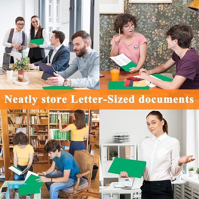 pmybupo 25Pcs Green Folders with Pockets,2 Pocket Folders Bulk,Holds 100 Sheets (50 per Pocket),Assorted Colors,Office Or School