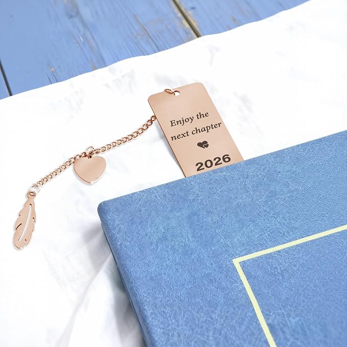 Happy Retirement Gifts 2026, Graduation Bookmark, Enjoy The Next Chapter, Stainless Steel Bookmark for Women Men, Retirement Gifts for Coworker, Teacher Appreciation Gift, Graduation Gifts, Rose Gold