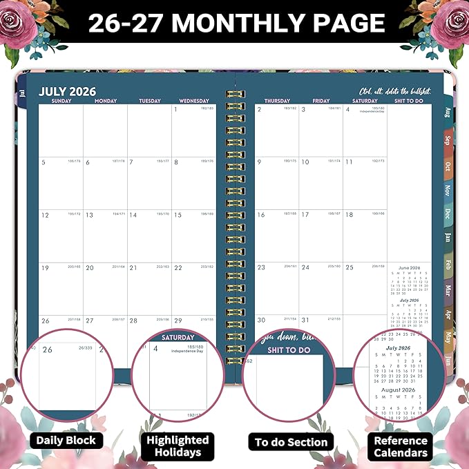 Planner 2026-2027, Fu-ck It Academic Planner 2026-2027 for Women, JULY 2026 - JUNE 2027, 6.5" x 8.5", 12-month Funn-y Weekly and Monthly Planner, 26-27 Calendar Planner with Badas-s Quotations, Colorful Tabs, Gifts for Women