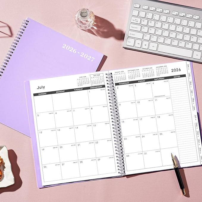 2026-2027 Monthly Planner - 2026-2027 Planner, 26-27 Monthly Calendar, JUL 2026 - DEC 2027, 18-Month with Tabs, Pocket, Label, 9" * 11", Purple Cover
