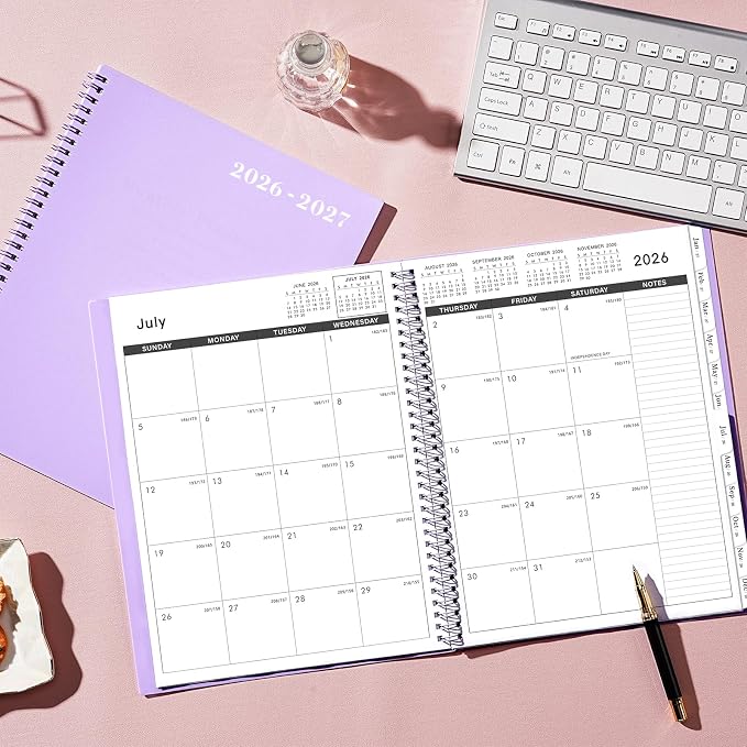Monthly Planner 2026-2027 - Planner 2026-2027, 26-27 Monthly Calendar, JUL 2026 - DEC 2027, 18-Month with Tabs, Pocket, Label, 9" * 11", Purple Cover