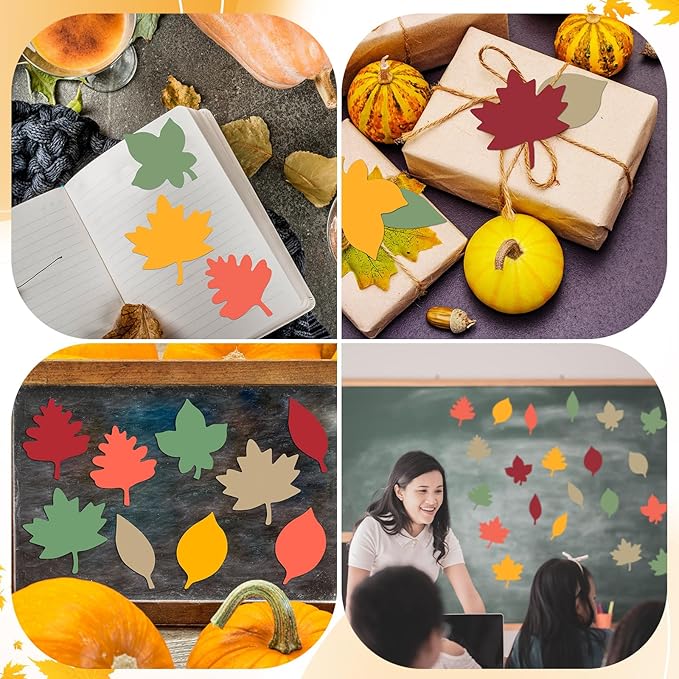 Hillban 125 Pcs Paper Fall Leaves Die Cuts Bulk Autumn Leaf Cutout Thanksgiving Autumn Leave Decor Multicolor Mixed Leaves for Fall Bulletin Board and Craft Projects Party Decor (4 Inches)
