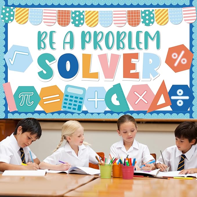 gisgfim Math Bulletin Board Decorations Be a Problem Solving Paper Cutouts Mathematics Symbol Math Signs Bulletin Board Set for Classroom Elementary Preschool Back to School Wall Door Decor Supplies