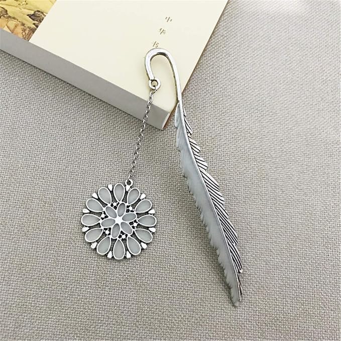 Luminous Bookmark, Retro Glow in The Dark Reading Bookmarks for Women Men Lovers,Book Markers with Pendant Holiday Gifts