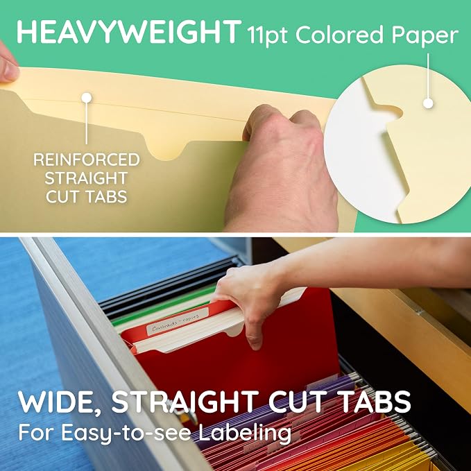 Blue Summit Supplies File Jackets Letter Size 1 Inch Expansion, Pocket File Folders Letter Size Expanding 1 Inch, Assorted Colors, Reinforced Straight Cut Tab Expandable Document Jacket, 25 Pack