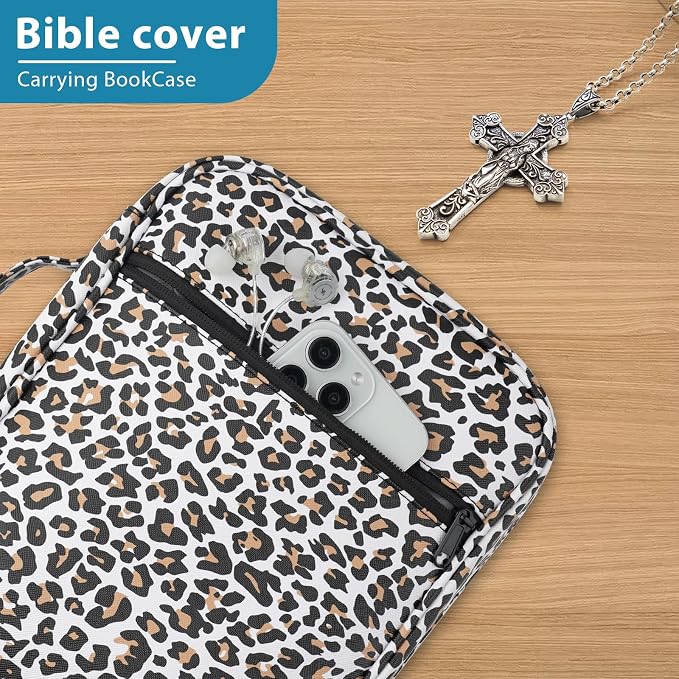 GERMUN Bible Cover with Durable Handle, Carrying Book Case Church Bag Bible, Protective with Zippered Pocket, Bible Study Accessories Supplies, Book Protector for Book Lovers, BlueBlack