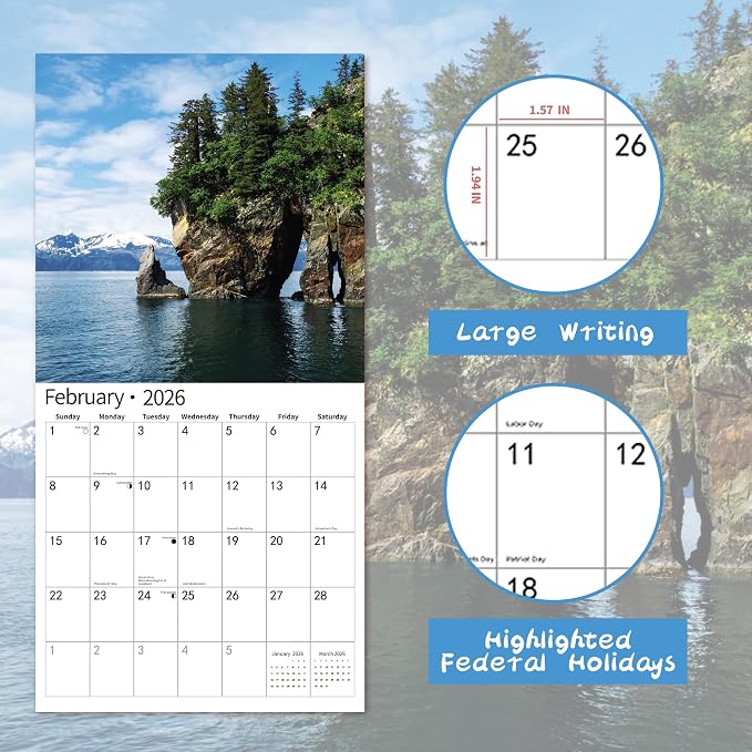 2026 Wall Calendar,14 Monthly Wall Calendar America's National Parks Nov. 2025 - Dec. 2026, 12" x 18.2" Opened,Full Page Months Thick & Sturdy Paper for Gift Perfect Calendar Organizing