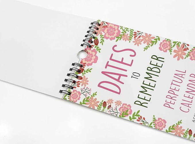 Floral Perpetual Calendar Birthday Wall Hanging Anniversary Special Events Reminder Calendar Book Journal Stationary Wall Hanging Birthday Gift Cards Planner Organizer