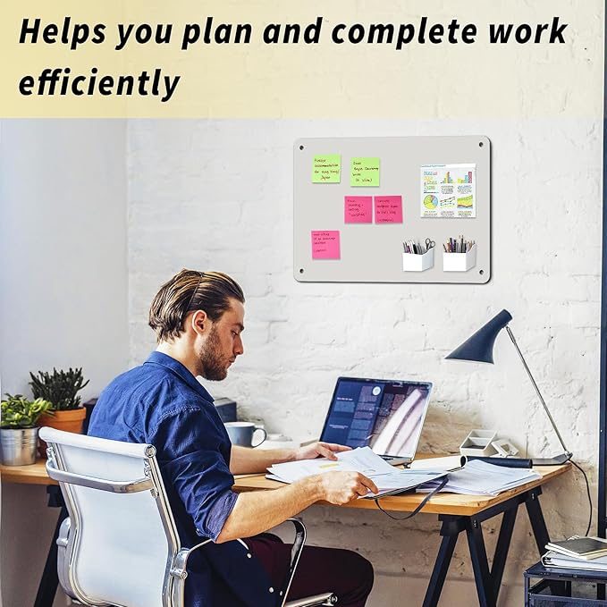 Magnetic Board 17.5" x 11.4" Magnet Bulletin Board is Suitable for displaying Notes, Photos,Magnetic Letters,Suitable for Walls, refrigerators, cabinets, etc