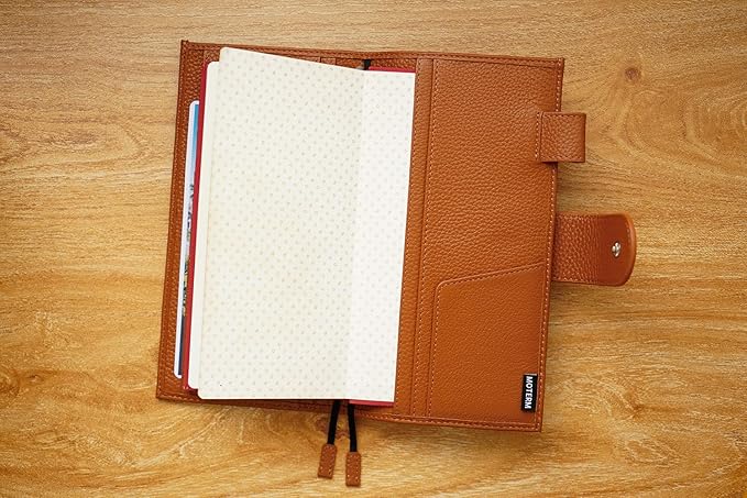 Moterm Leather Cover for Hobonichi Weeks - Fits Hobonichi Weeks/Weeks Mega, with Back Pocket (Pebbled-Burnt Orange)
