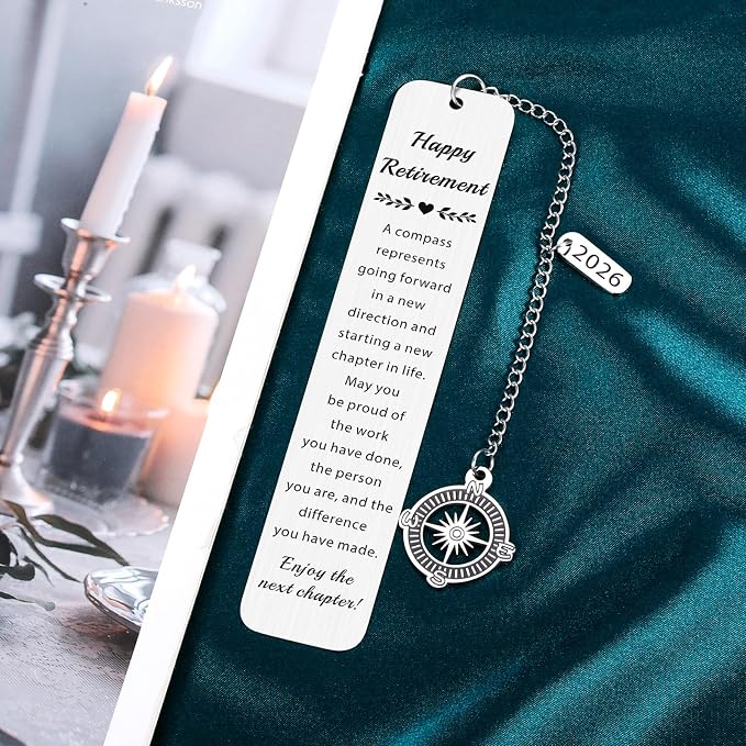 Retirement Gift for Woman Men 2026, Teacher Retirement Gifts for Women Men Happy Retirement Compass Bookmark Gift Ideas, Unique Retired Gifts for Retiring Women Coworker Boss Dad Mom Grandma Grandpa