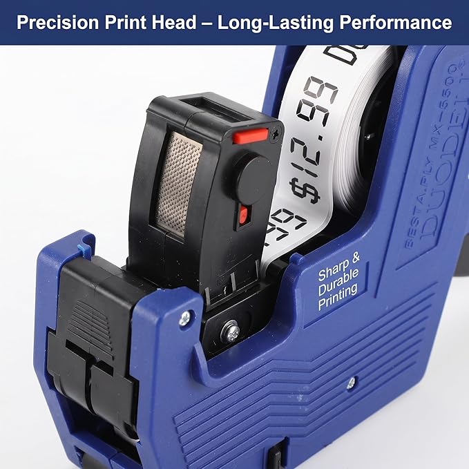 EVGATSAUTO Price Tag Machine with 10 Rolls White Label Sticker, Price Labeller Pricemarker, Price Gun with Labels Kit for Office, Retail Shop, Grocery Store