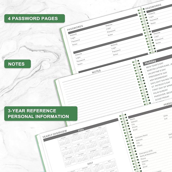 2026-2027 Monthly Planner - Planner/Calendar 2026-2027, Jul 2026 - DEC 2027, 9" x 11", 26-27 Academic Planner with Thick Paper, Twin-Wire Binding, Monthly Planner with Tabs & Pocket & Label, Green