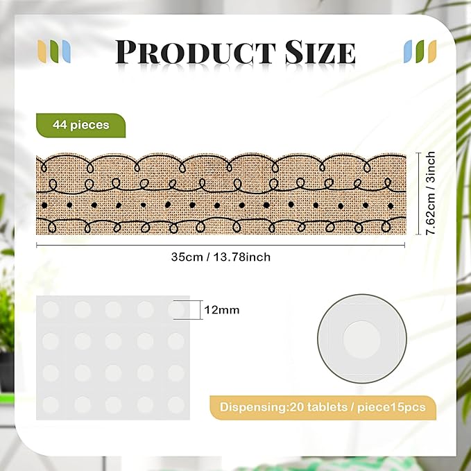 Leinuosen 50.5 ft Bulletin Board Border 44 Pcs Squiggles and Dots Die Cut Border Trims with 20 Sheet Glue Point Dots Bulletin Back to School Decoration for Classroom School Office(Burlap)