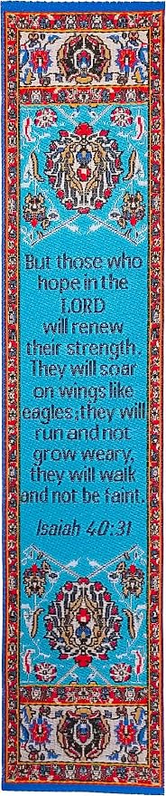 Wings Like Eagles & Renewed Strength, Bulk Pack of 6 Woven Fabric Christian Bookmarks, Silky Soft Isaiah 40:31 Flexible Bookmarker for Novels Books and Bibles, Religious Memory Verse Gift