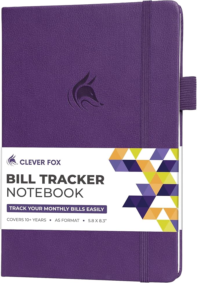 Clever Fox Bill Tracker Notebook – Monthly Bill Payment & Home Finance Organizer with Pocket – Efficient Budget & Expense Planner – Ledger Book to Manage Paying Bills for Saving Money (Purple)