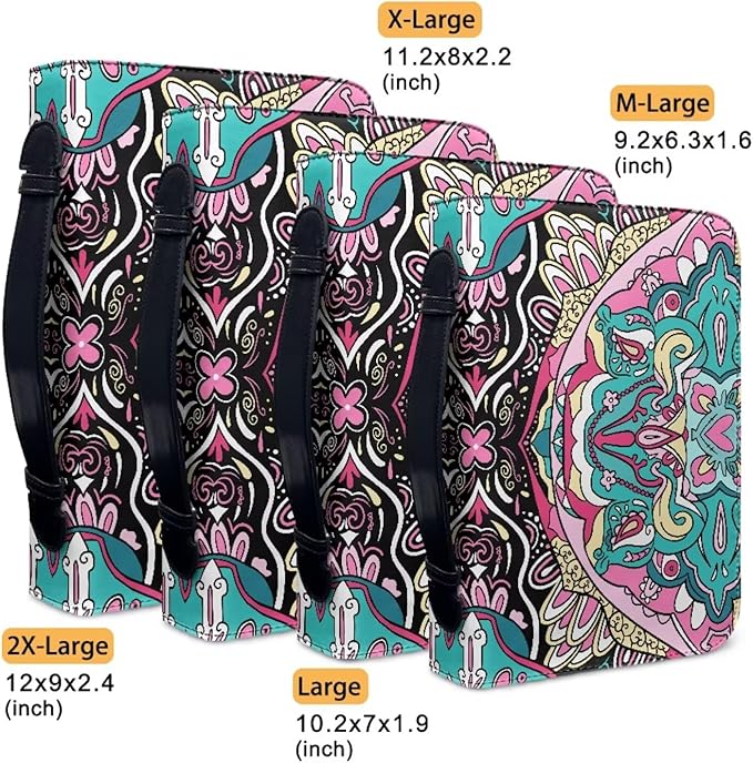Bohemia Bible Cover with Handle Bible Carrying Cases Bible Bag Bible Study Supplies Book Protector Bible Case for Women Girls-size：M