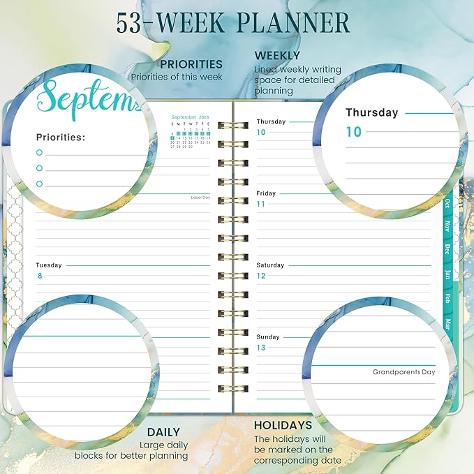 Planner 2026-2027 - 2026-2027 Planner, Jul. 2026 - Jun. 2027, 26-27 Planners Weekly and Monthly, Calendar Planner, 6.3" x 8.4", Tabs, Hardcover, Back Pocket