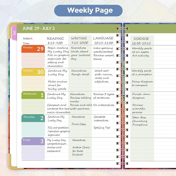 SKYDUE Teacher Planner 2026-2027 Academic Year, 8.5" x 11" Deluxe Teacher Lesson Planner with Monthly Tabs & Stickers, Lesson Plan Book 26-27, Tree of Life
