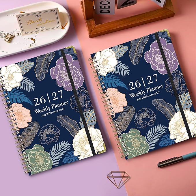 Planner 2026-2027,Agenda 2026-2027, July 2026 to June 2027 Monthly Weekly Calendar Planner with Month Tabs, 6.1" x 8.5" Hardcover Spiral Bound Cover for Daytimer Schedule Work School (A01)