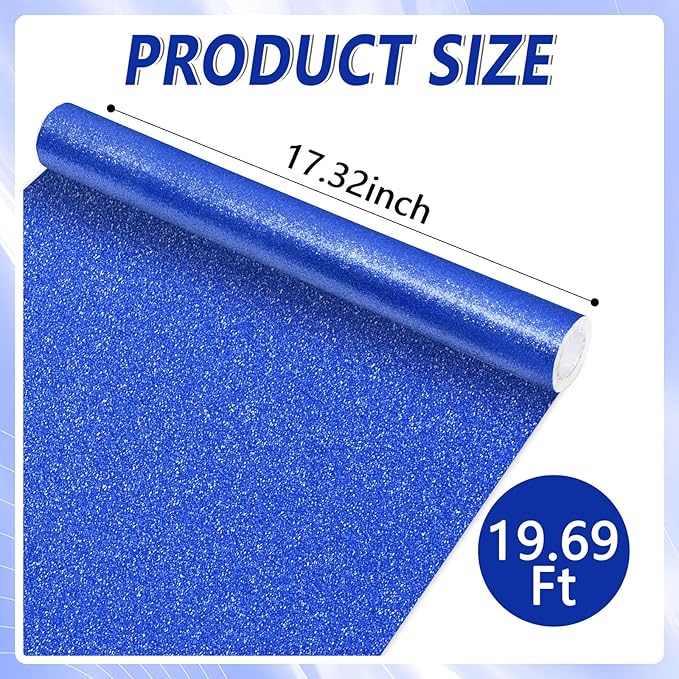Qyeahkj 17in x 20ft Glitter Bulletin Board Paper Roll Bulletin Board Background Paper Fade Resistant Classroom Decoration Poster Art Craft Home Wall Education Decor Royal Blue