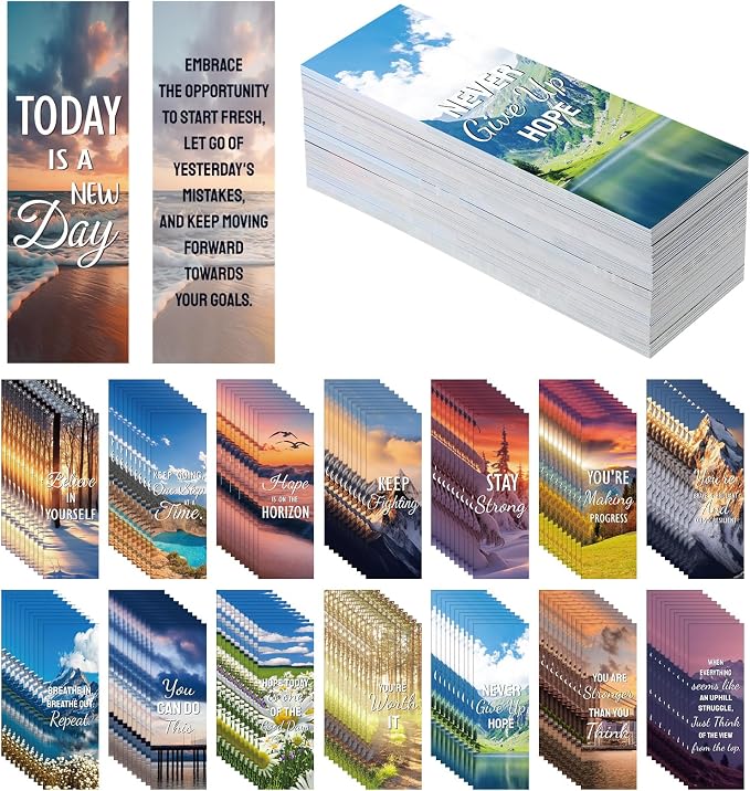 150 Pcs Sobriety Recovery Bookmarks Bulk AA Sobriety Gifts for Women Motivational Affirmation Landscape Bookmarks 2 x 6'' Inspirational Positive Quotes Gift for Addiction Recovery Men Women