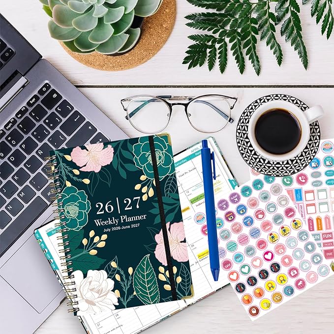 Planner 2026-2027,Agenda 2026 2027, July 2026 to June 2027 Monthly Weekly Calendar Planner with Month Tabs, 6.1" x 8.5" Hardcover Spiral Bound Cover for Daytimer Schedule Work School(B01)