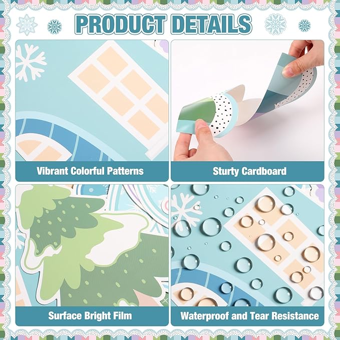 Pastel Winter Bulletin Board Set Snow Place Like Our Classroom Decorations Snowmen Gingerbread House Snowflakes Cutouts for Winter Holiday Christmas School Office Supplies