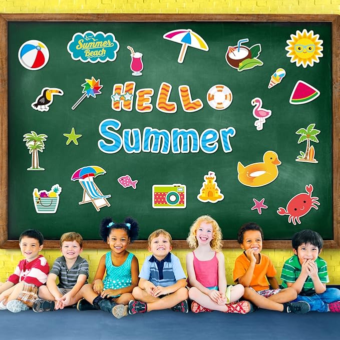Hello Summer Cutouts Colorful Summer Beach Classroom Bulletin Board Decorations Summer Theme Wall Cut Outs Classroom Decor for School Party