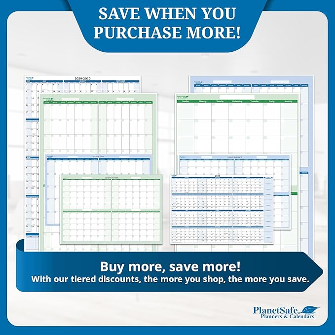2027-2028 Premium Dry-Erase Fiscal/Academic Split Year July to June Vertical Wall Calendar 48" x 32" - Next Year Planner Area. Complete Dry-erase Marker and Eraser