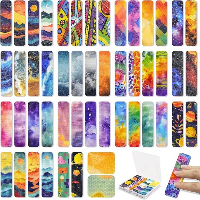 48 Pieces Calm Anxiety Sensory Stickers - Sensory Strips Different Textures with Storage Box for Office - Adult & Teen Stress and Fidget Relief Stickers