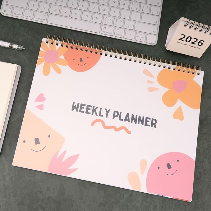 Weekly Planner Notepad 8.5x11 Inches – 52 Weeks Undated Dashboard Desk Pad for To-Do List, Schedule & Notes – Productivity Planner for Work, School, Home & Busy Professionals (Colorful Smiles)