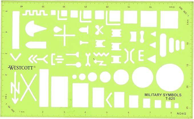Westcott Military Symbols Drawing Template (T-825)