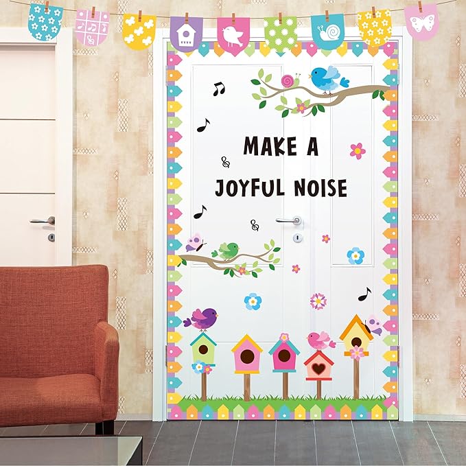 Spring Bulletin Board Decorations Spring Classroom Make A Joyful Noise Spring Bulletin Board Set Spring Birds Flowers Cutouts for Teacher School Office Chalkboard Wall Library Window Home Decor