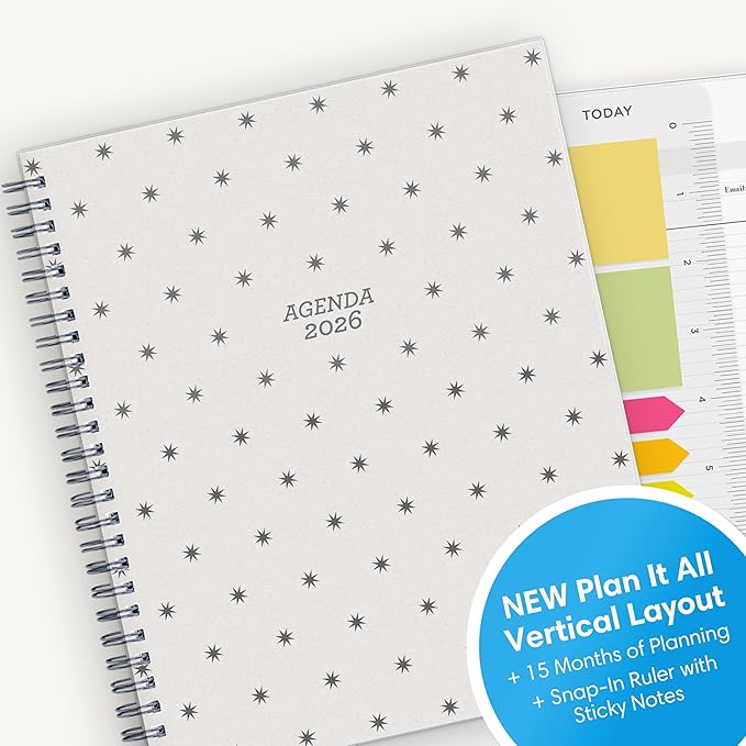 Blue Sky 15 Month 2026 Weekly and Monthly Planner Calendar, October 2025 - December 2026, 7" x 9", Flexible Cover, Durable Twin Wire Binding, Laminated Tabs, Includes Ruler & Sticky Notes, Parisa
