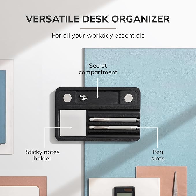 Anji Mountain Mango Wood Desk Helper with Whiteboard | Desktop Organizer for Office Desk Accessories, Home Office & School Supplies | Modern Desk Storage & Office Decor Organizer