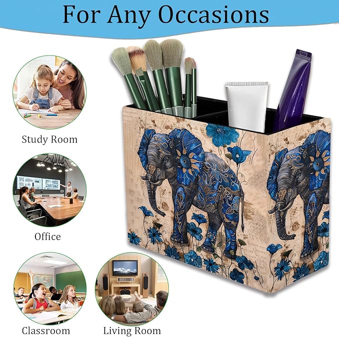 Pen Holder and Anti-Slip Mouse Pad Combination, Makeup Brush Storage Box, Tableware Storage Box, Suitable for Office and Home - Blue Spotted Weevil