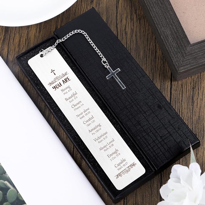 Metal Christian Bookmarks Gifts - Inspirational Bible Verse Bookmarks Gift for Book Lovers Religious Book Mark for Women Friends Birthday Baptism First Communion Graduation Retirement Gifts