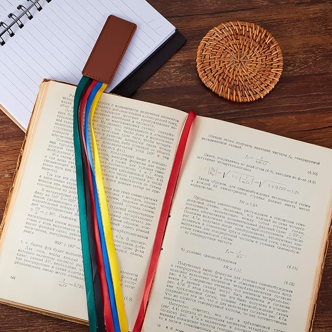Outus 9 Pieces Bible Ribbon Bookmark Multi Ribbon Page Markers Artificial Leather Bookmark for Books(Colorful Ribbon)