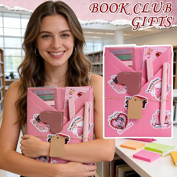 Blind Date with a Book Gift Box 6 Set Spicy Fairytale Blind Book Date Supplies Including Kraft Paper Tags Romance Bookmark Pens Stickers Gifts for Women Books Lovers Club Bookish Reader