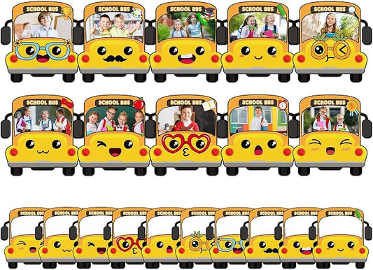 gisgfim 80Pcs School Bus Cutouts Back to School Decorations Bulletin Board Yellow Bus Paper Cut-Outs Classroom Decor for Boy Girl DIY Craft Photo Wall Door Kindergarten Preschool Party Favor Supply