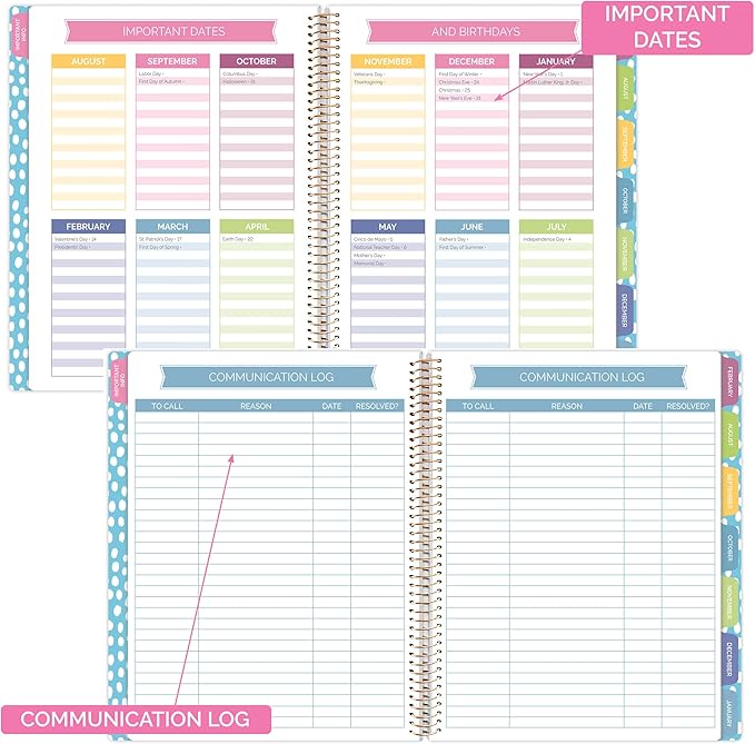 bloom daily planners New Undated Academic Year Teacher Planner & Calendar - 7 Period Lesson Plan Organizer Book with New Frosted Cover (9" x 11") - Learn with Joy